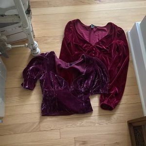Lot of 2 velvet crop tops